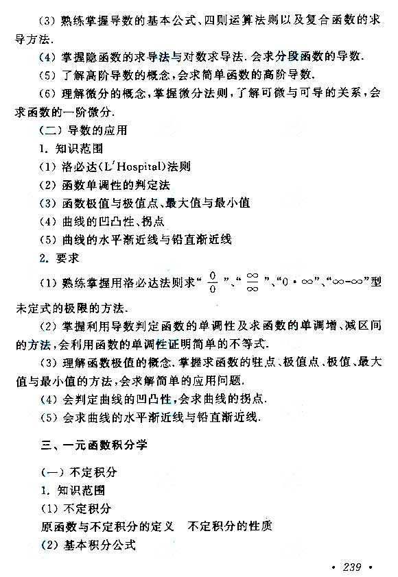 2015年成人高考專升本高等數學(二)考試大綱